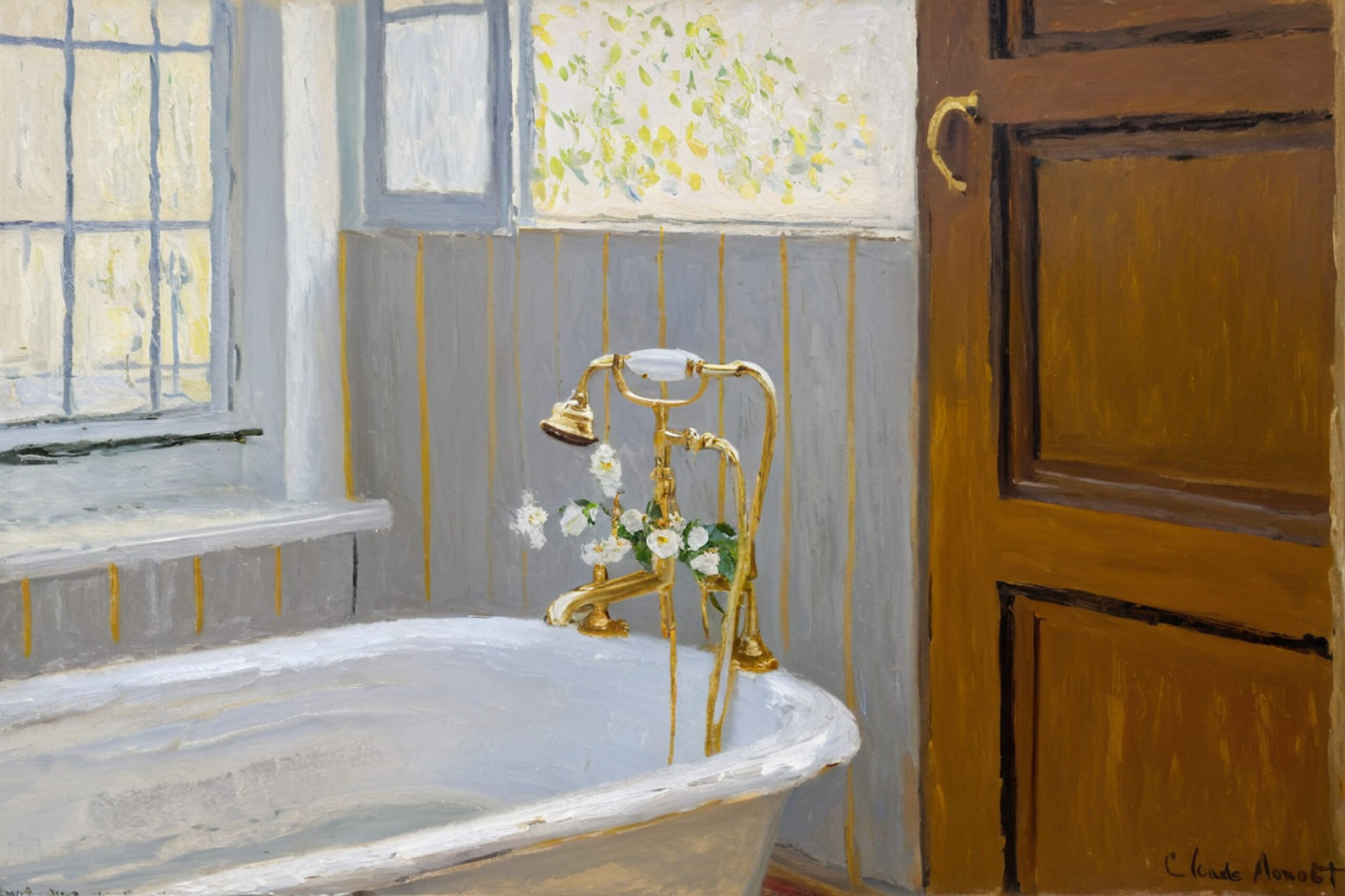 Farmhouse tub with flowers