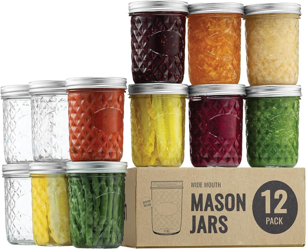 Quilted 16oz mason jars