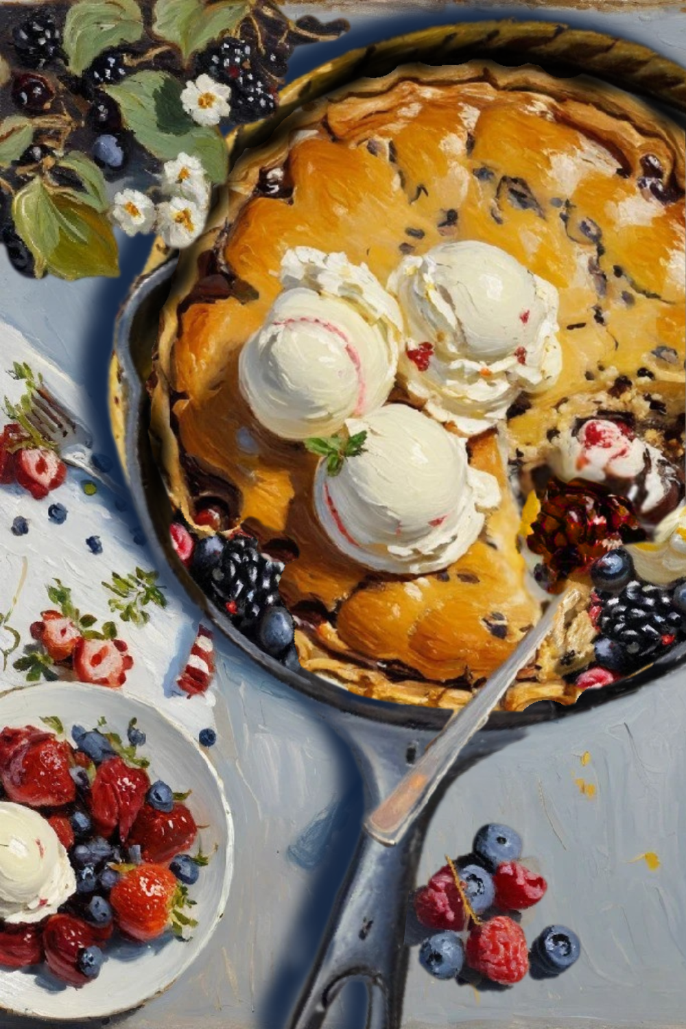 Berry Cobbler Egg-free sourdough cast iron dessert