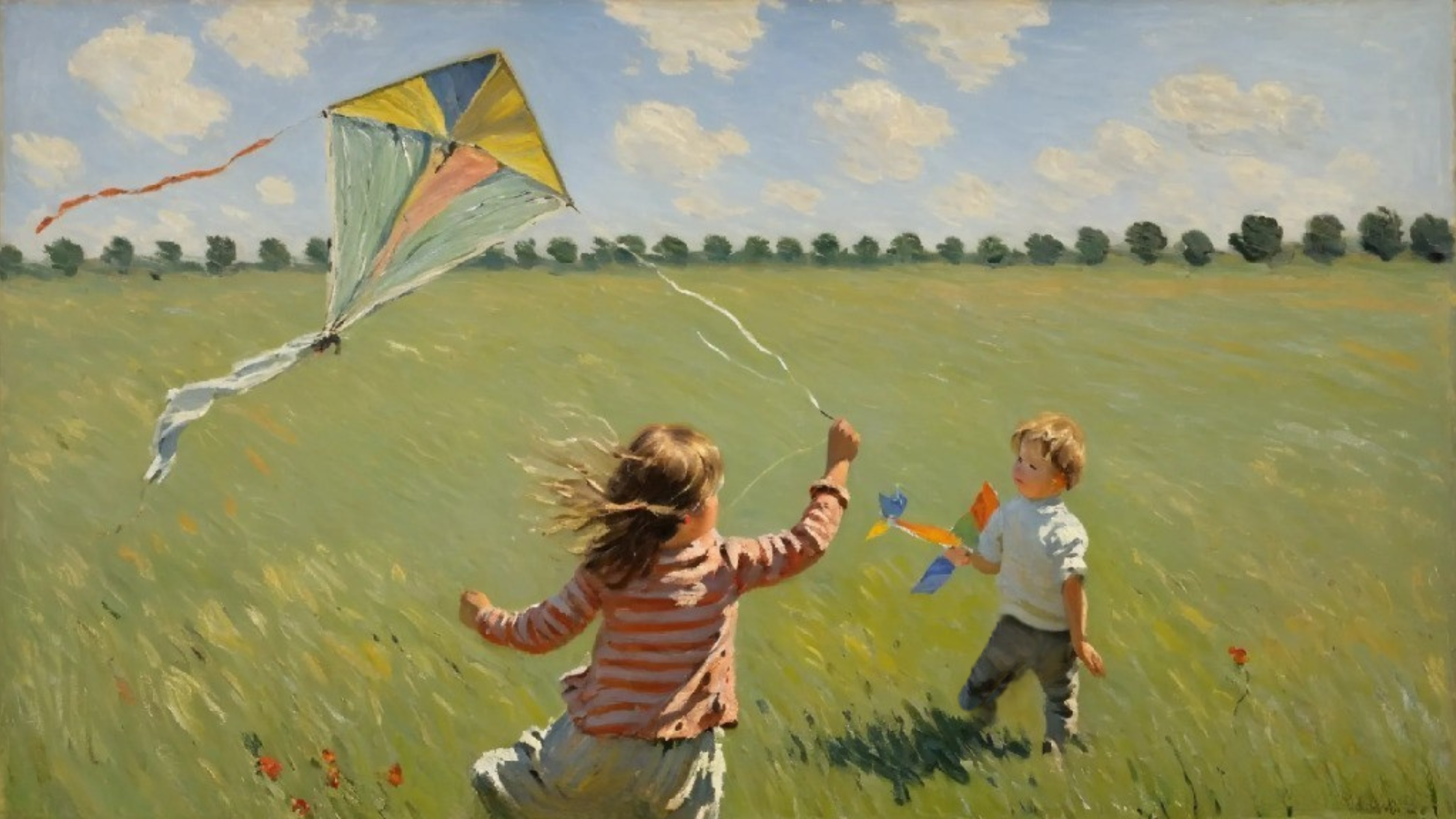 kite flying game on a hill outside