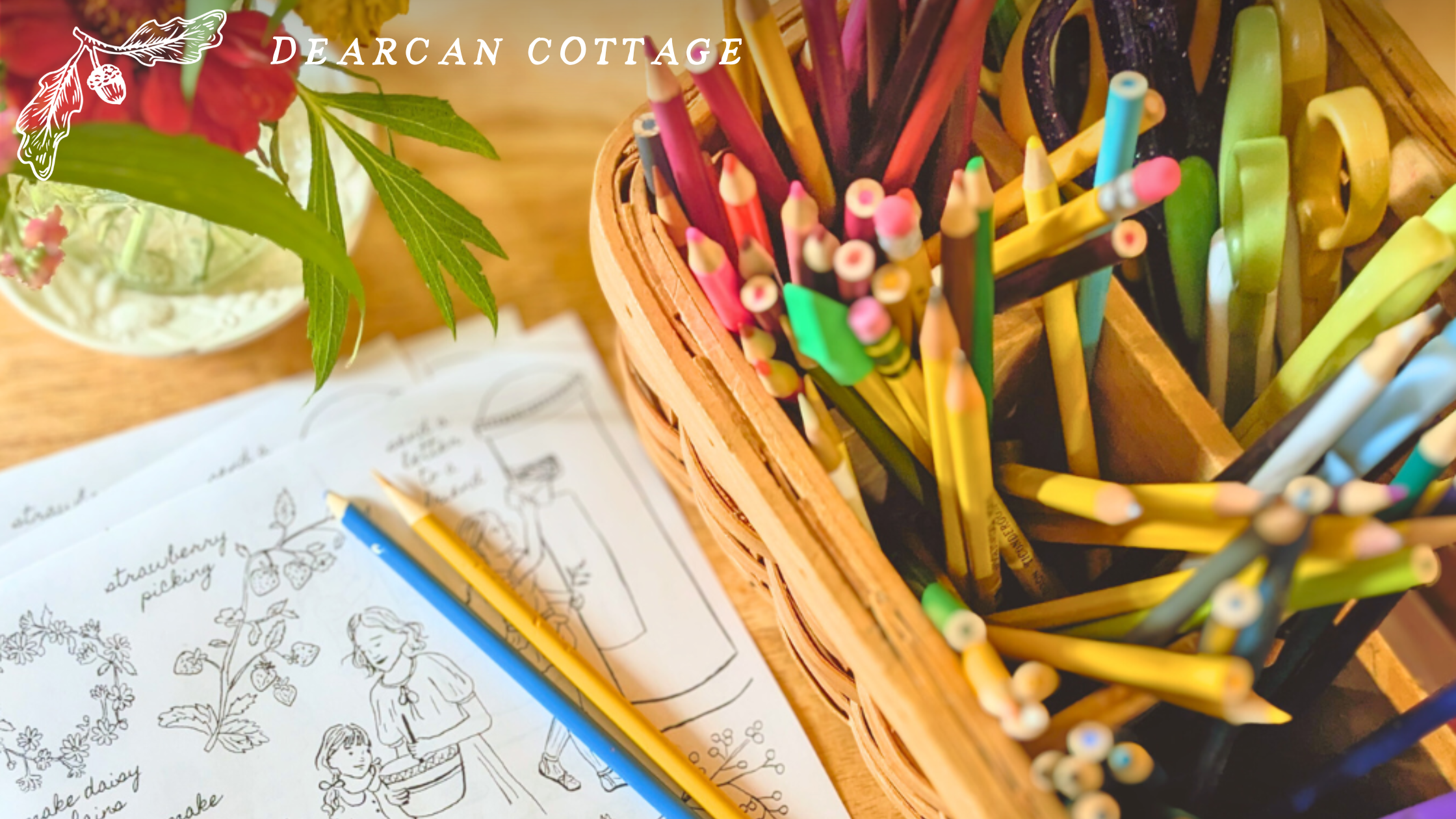coloring pencils and pages